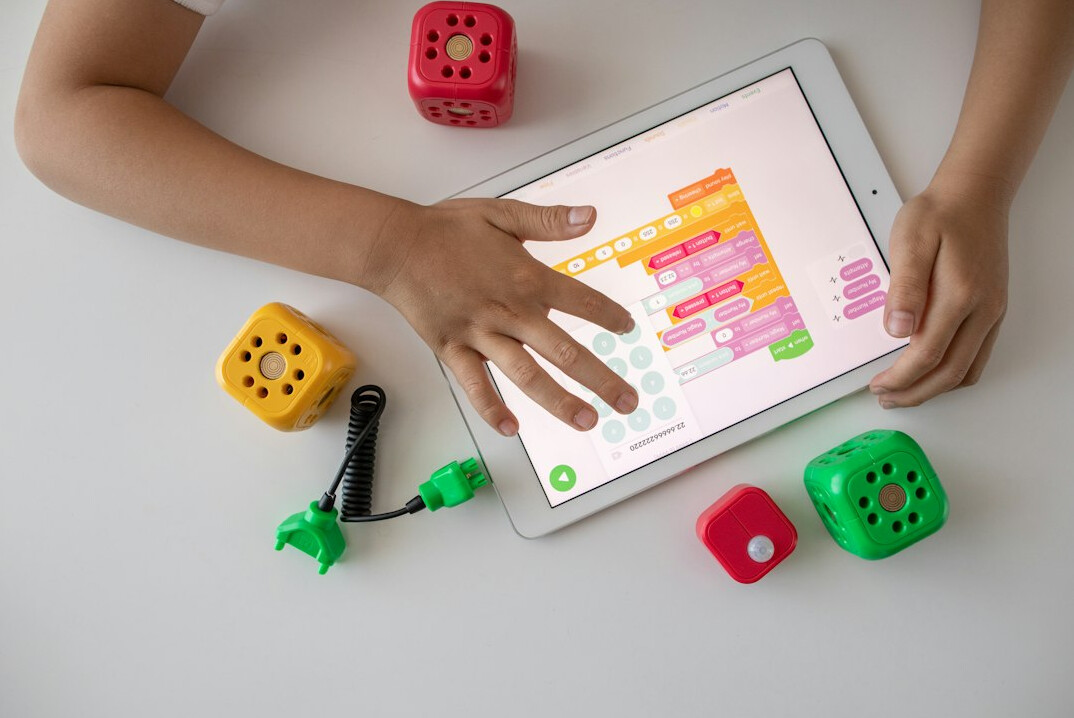 kids playing coding game